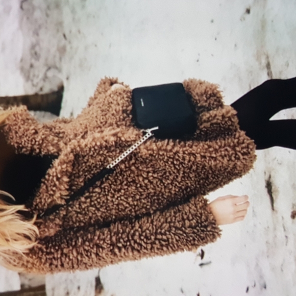 Zara Beige Camel Faux Fur Teddy Jacket Coat - Picture 8 of 8